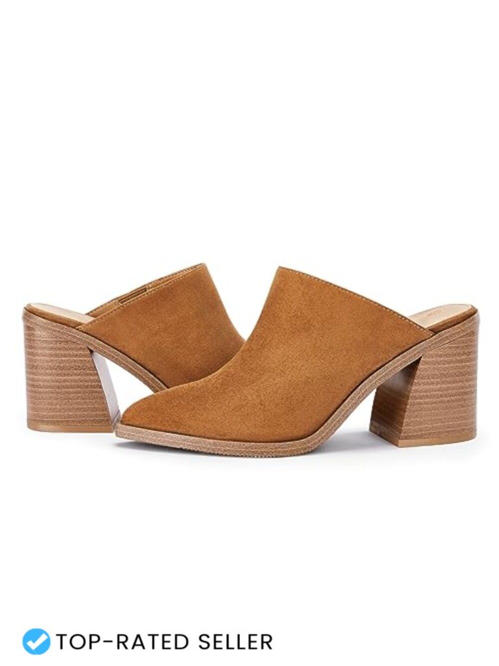 Womens Pointed Toe Mules Stacked Chunky Block Heel Slip-On Backless Clogs